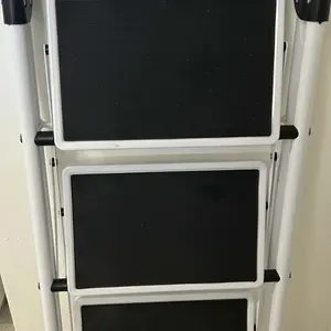 Step Ladder Iron Step Stool with Non-Slip Pedals and Handrails Portable Heavy Duty Steel Ladder for Kitchen Garage and Outdoor Use