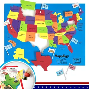 Imagimake Mapology United States Flash Card Puzzle with Flags, Country- Capitals | Educational Toy for Kids Ages 5-8 | Learn Geography Puzzles for kids Ages 6-9 | Birthday Gift for Boys & Girls 5-8-10