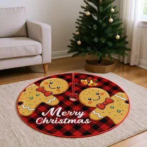 Creative Printed Christmas Tree Skirt Home Holiday Atmosphere Decoration Tree Base Ornament for Festive Setup