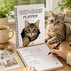Cat Health Tracking Planner, Pet Cat Vaccine Feeding Log Book, Daily Care Coil Notebook, Cat Growth Journal, Cat Management Diary