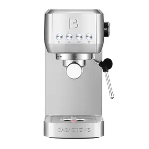 CASABREWS 20-Bar Compact Semi-Automatic Espresso Coffee Maker with Milk Frother, Timer, 5-8 Cup Capacity, Descaling Function, Silver for Home & Office Ground Coffee Use