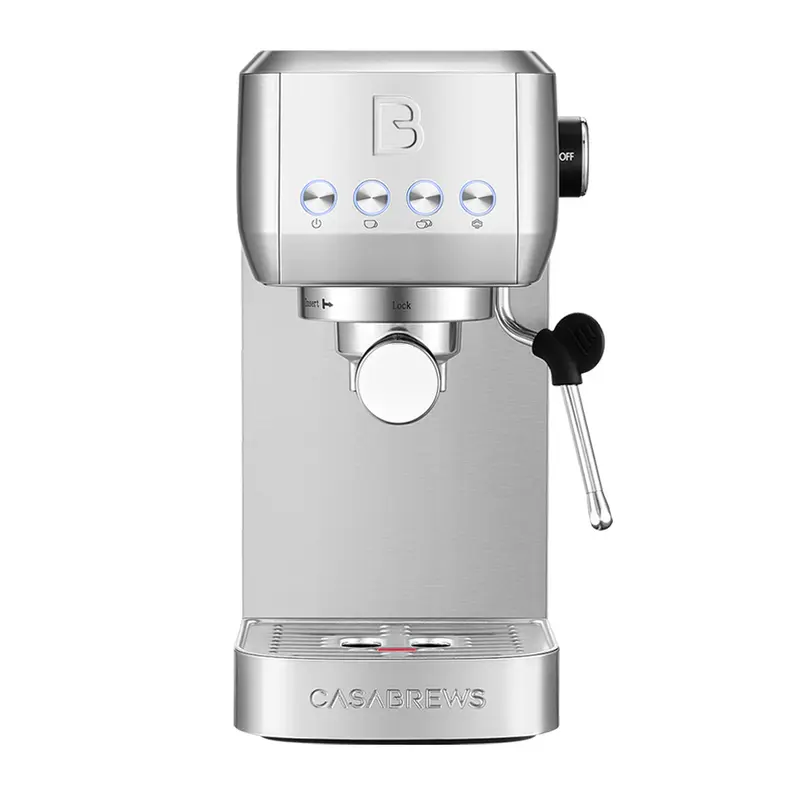 CASABREWS 3700 Essential At-Home Espresso Machine, 20-Bar Latte Cappuccino Maker & Coffee Brewer, Compact Yet Powerful, PID Temperature Control, Pre-Infusion, Steam Wand, Stainless Steel Design