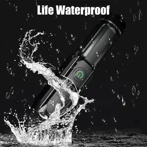 High Lumen Compact 76g Rechargeable LED Flashlight - High Power Torch, Built-in USB Battery, IPX Life-Grade Waterproof, Zoomable - for Outdoor Camping, Hiking, High Lumen Flashlight
