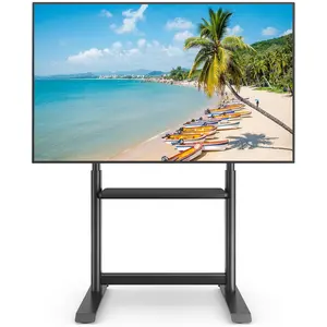 Heavy Duty Rolling Stand for 55-100" TVs. Holds 150lbs. Easy Move, Easy Style!