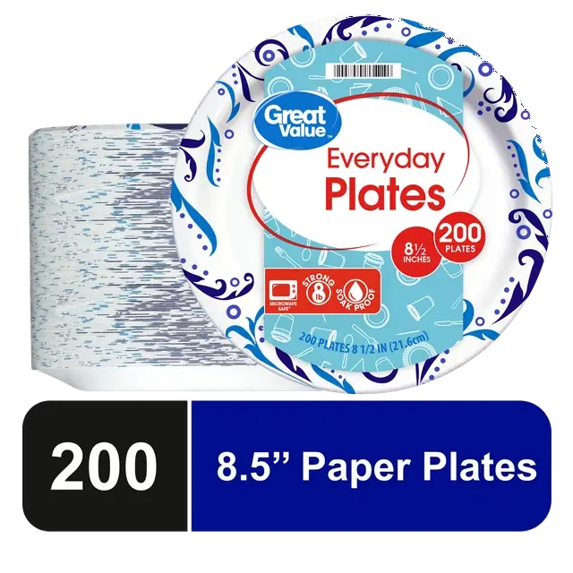 200 Count Everyday Disposable Paper Plates 8.5"