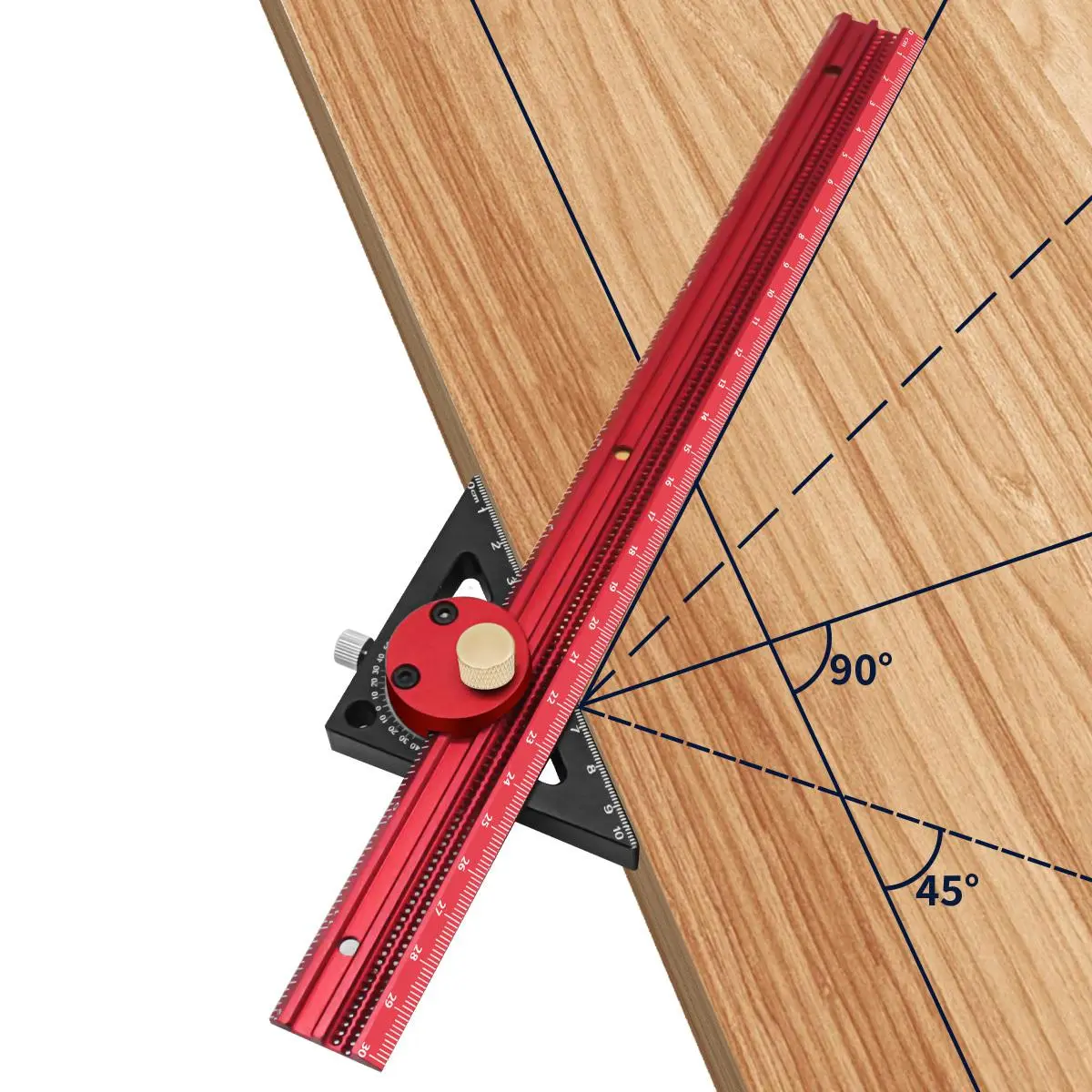 360 Degree Rotating T-shaped Marking Hole Ruler, Aluminum Alloy Woodworking Precision Marking Ruler, Woodworking Square Protractor Layout Marking Gauge DIY Measuring Tool, Measuring Instrument