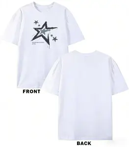 Y2K Distressed Star Graphic Oversized T-Shirt for Men Women, Retro 90s Grunge Streetwear Casual Short Sleeve Cotton Tee, Vintage Drip Star Print Black Top, Hip Hop Harajuku Aesthetic Summer Shirt
