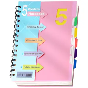 5 Subject Notebook, Spiral Notebook Journal, College Ruled Spiral Notebook 5x7 with Divider Tabs, 220 Pages Lined Spiral Notebook for Women, A5 Spiral Notebook for Note Taking, School, Cover random color, Stationery Supplies