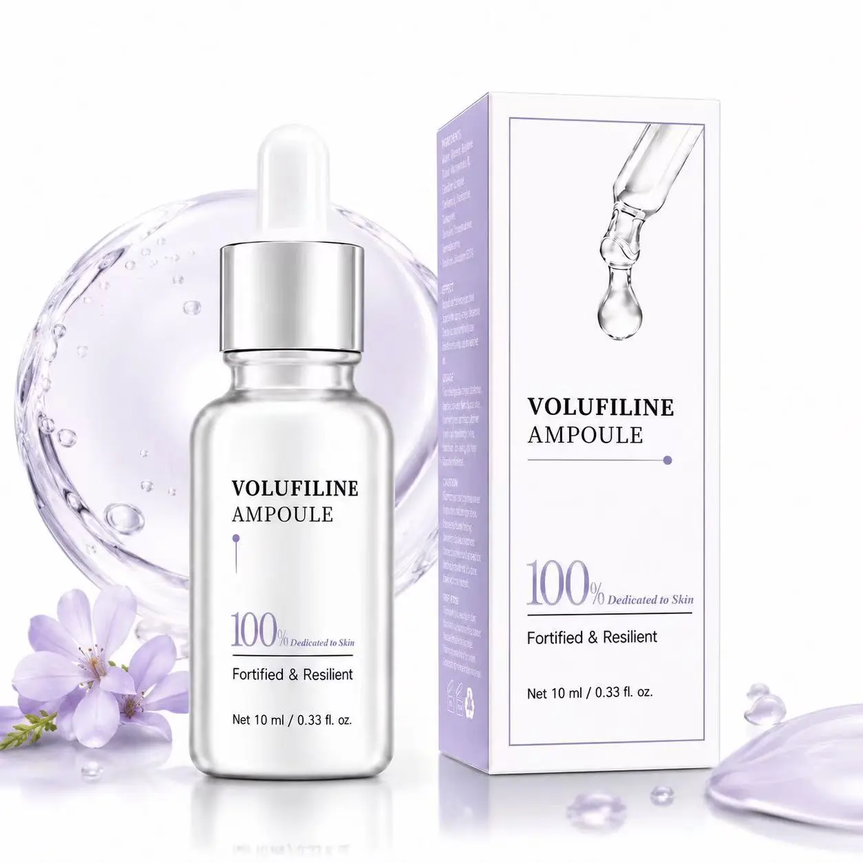Volufiline 100% Ampoule - Alcohol-Free Korean DIY Booster Serum for Elasticity Aid, Moisture & Fine Line Care - Face & Body, 10ml, Fresh, Diy Boosters, Lifts Skin