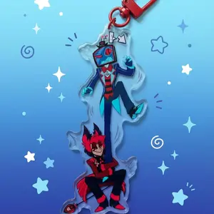 Long leg Vox Keychain, Hazbin Hotel Inspired Keychain, TV Demon Keyring, Alastor Radio Demon Fan art
