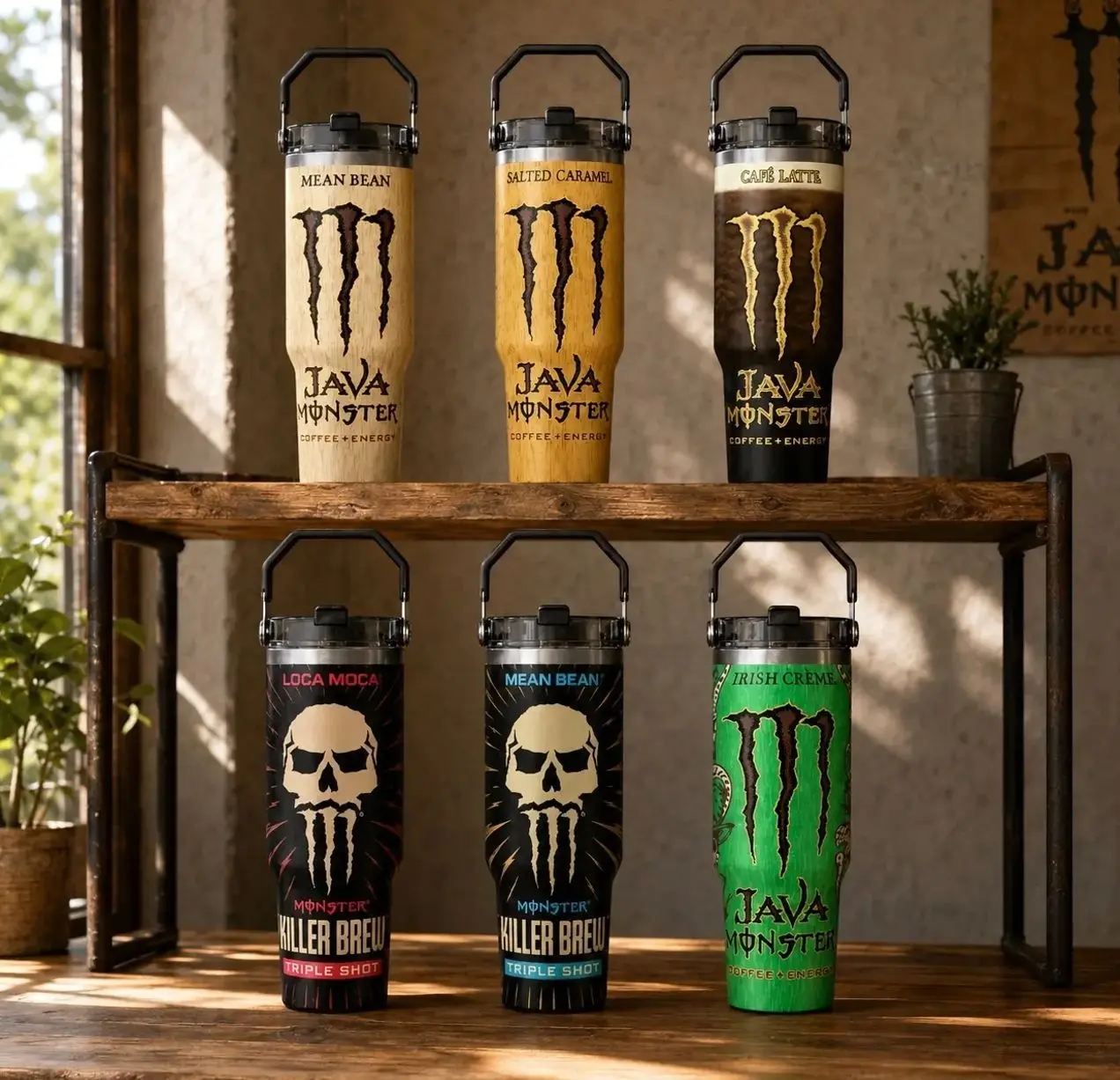 Monster x Coffee & Energy Drink 30oz Skinny Tumbler | Handmade Sublimation Tumbler | Stainless Steel Travel Cup | Gift for Energy Drink Fans