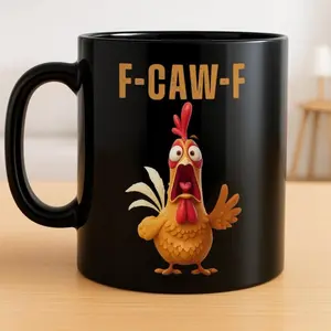 Funny F-Caw-F Chicken Mug  Hilarious Rooster Coffee Cup, Gag Gift for Friends & Coworkers