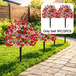 Artificial Tricolor Pansy Ground Insert, UV-Resistant Wedding Party Decor, No Maintenance, Outdoor Lawn Decoration, Garden Accessories, 1 Bundle/2 Bundles
