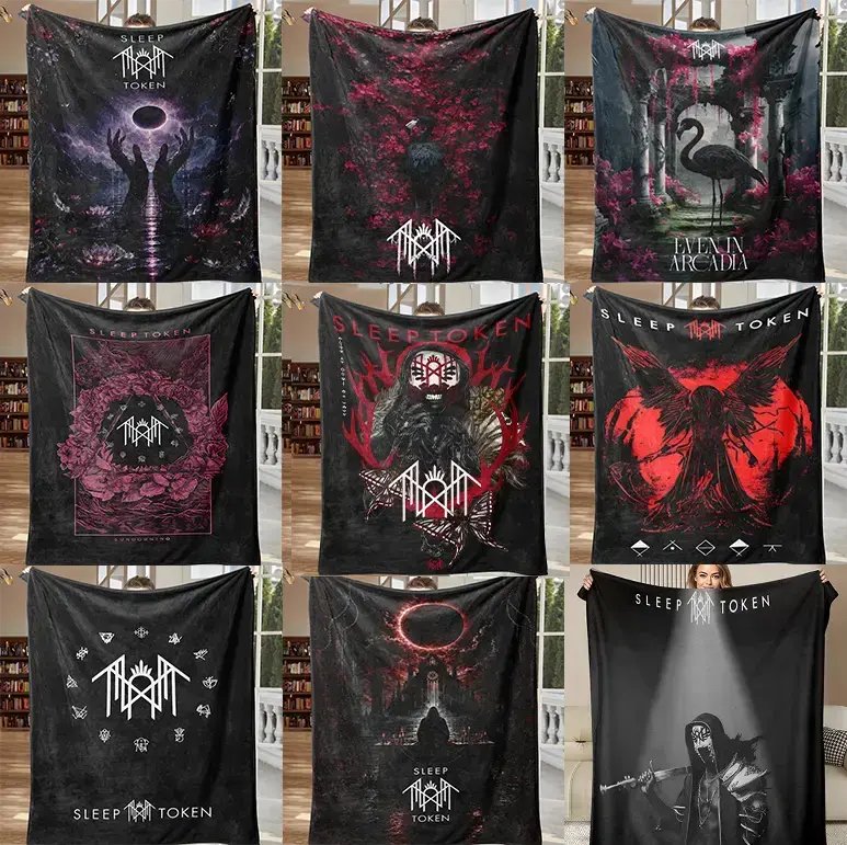 【Deals for you】60*80 Sleep Token Pattern Flannel Blanket, Adult Blanket ,Soft Warm Throw Blanket, Air-conditioned Sofa Bedroom Dorm Couch Office Car Travel Home Blanket, Warm Nap Blanket for Men Women Adults Boys Girls, Birthday Mother's Day Fans Gifts