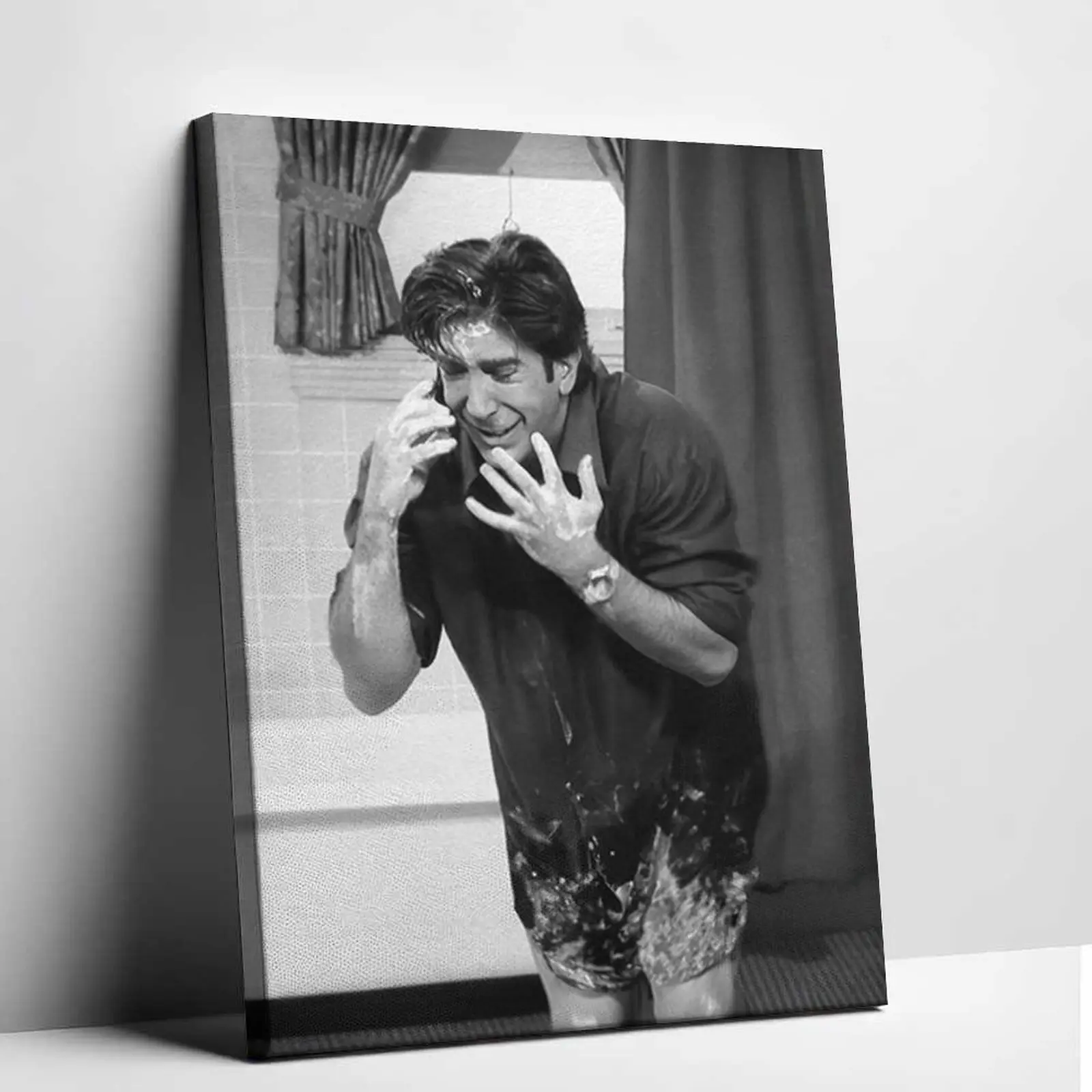 Friends TV Show Ross Geller Humoristic Home Wall Art Print - Black-White Decorative Artwork for Men's Toilet, Restroom Decor - Ideal for Friends Fans