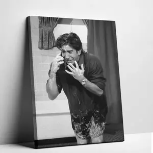Funny Bathroom Wall Art Friends TVShow Comedy Print for RestroomDecor, Ross Geller Humorous BlackWhite Wall Art Men Toilet Room