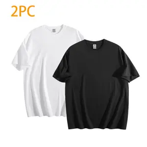 2-Pack 100% Cotton Unisex Tees Classic Crew Neck Comfy Must-Have Tops For Daily & Workout Essential Basic Staples Breathable Shortsleeve