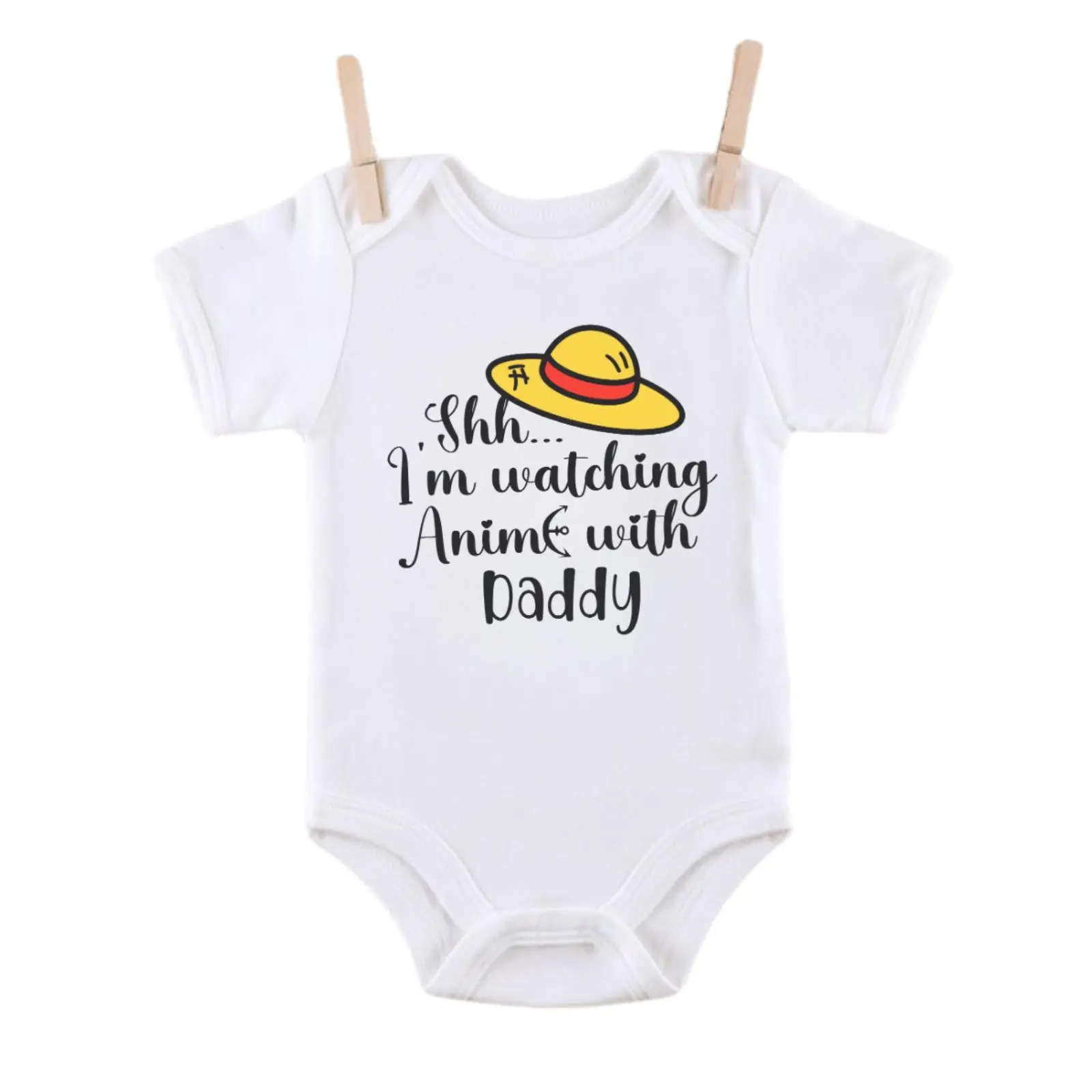 Cute Shh Im Watching Anime With Daddy Onesie, Funny Anime Baby Onesie, Anime Baby Bodysuit, Newborn Bodysuit