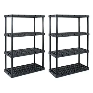 Gracious Living 4 Shelf Knect A Shelf Ventilated Storage Unit, Black, 2 Pack