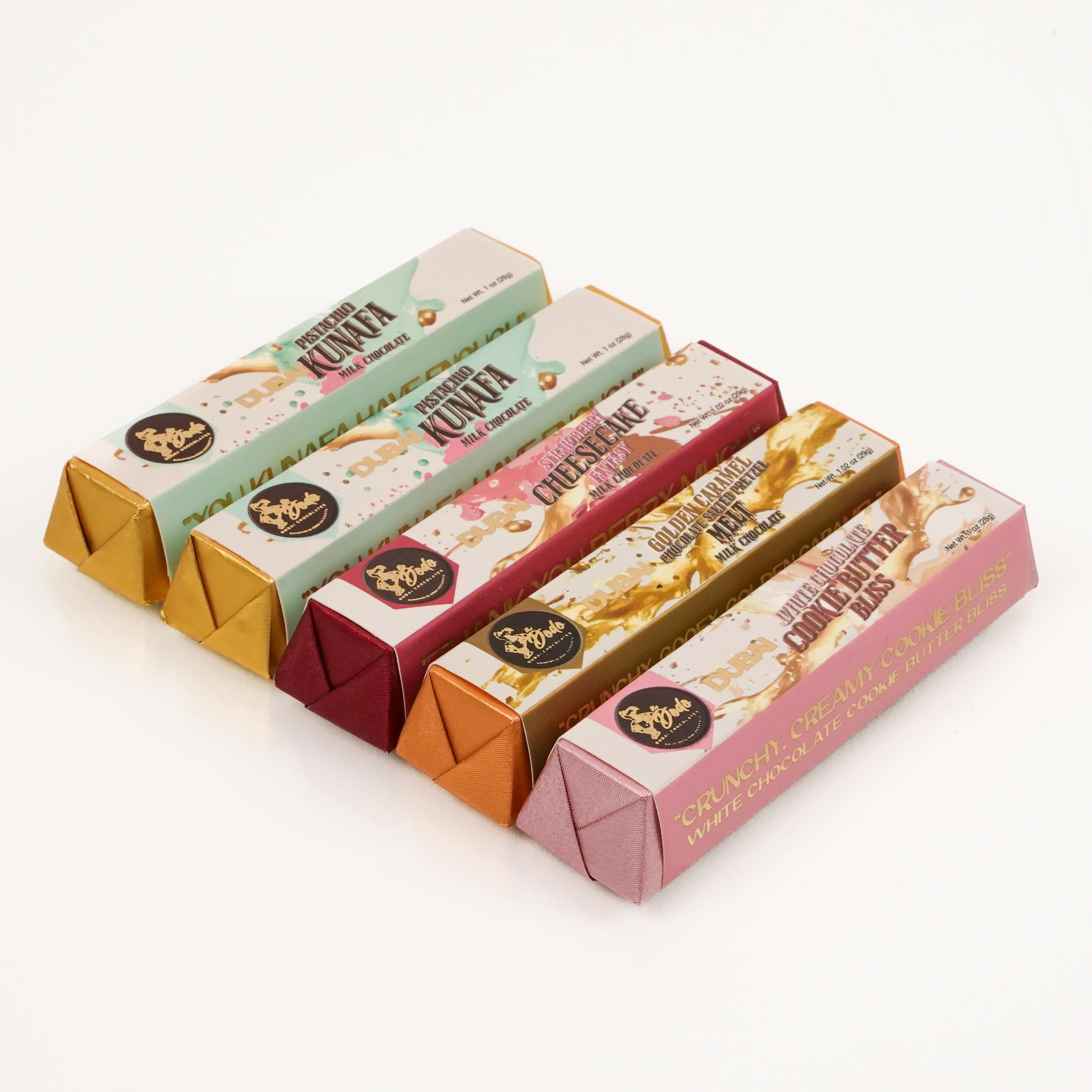 Dubai Style Chocolate 5 Bar Multipack - 5 Mini Snack Size Bars in 4 Assorted Flavors (1 oz. bars)