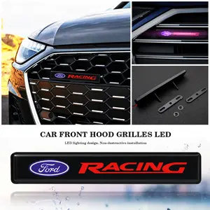 Ford Car Front Grille LED Illuminated Emblem Badge, Night Warning Atmosphere Light, Waterproof Grill Decoration Lamp