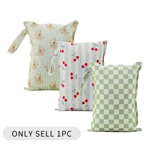 1PC Waterproof Wet Dry Bag for Baby - Fully Leakproof Checkerboard Nappy Organizer, Reusable Storage Pouch for Cloth Diapers, Swimwear & Travel, Keep Wet & Dry Separated
