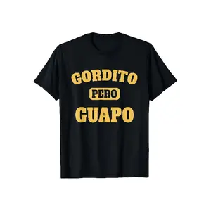 Men's Oversized Casual Short-Sleeve Graphic Tees - Funny Spanish "Gordito Pero Guapo" Body Positive Menswear, Soft Crew Neck, Machine Washable, All-Season Comfort Fit, Perfect for Everyday Outdoor Use Tshirt