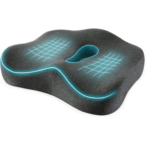 Memory Foam Seat Chair Cushion for Relieves Back Sciatica Pain Tailbone Pain Coccyx Degenerating Disc Orthopedic Osteoarthritis Prostate Cushion Low Back Pain Cushion Hip Shaping (Dark Gray)