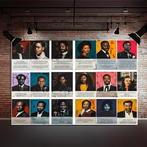 1PC Reusable 2D Flat African-American Celebrity-Themed Polyester Backdrop Banner, Retro Art-Style Home & Party Supplies, Birthday Festival Event Decoration, Photography Background, One-Piece