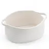 Cotton Rope Basket - Decorative Woven Storage Basket with Handle, Sustainable Materials, Structured Base, Gift-Ready for Bridesmaid Presents & Graduations, 13" D x 8" W x 6" H Foldable Home Organizer for Bathroom Baby Toys