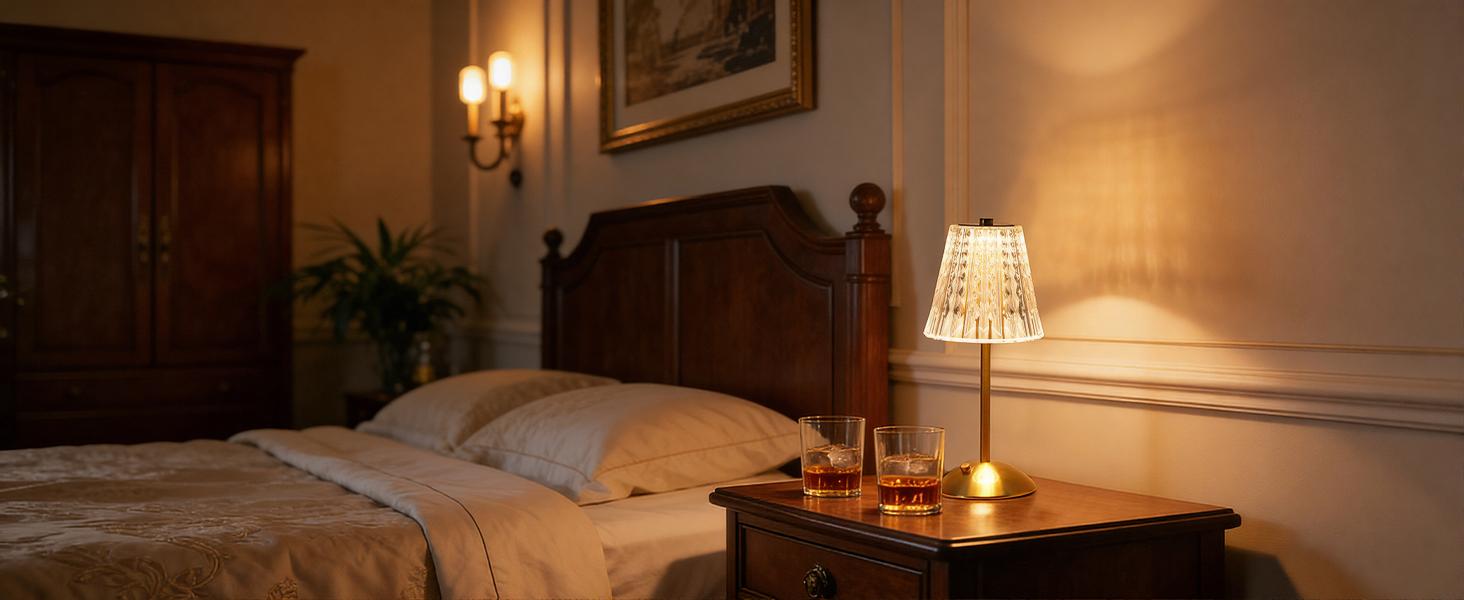 Crystal LED Table Decor Light Touch Sensor Desktop Night Light Rechargeable Reading Lamp for Bedroom Bedside Hotel Bar Decor