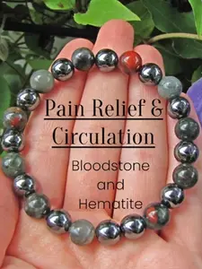 1pc Anxiety Relief Bracelet, Stress Relieving, Anti-Fatigue Natural African Bloodstone & Turquoise Beaded Bracelet, Suitable For Men And Women Daily Wear