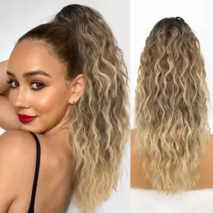 KooKaStyle 18 inch clip-on ponytail short ponytail, ponytail hair clip ladies artificial wig, natural fluffy hair volume, suitable for women to go out and wear party vacation