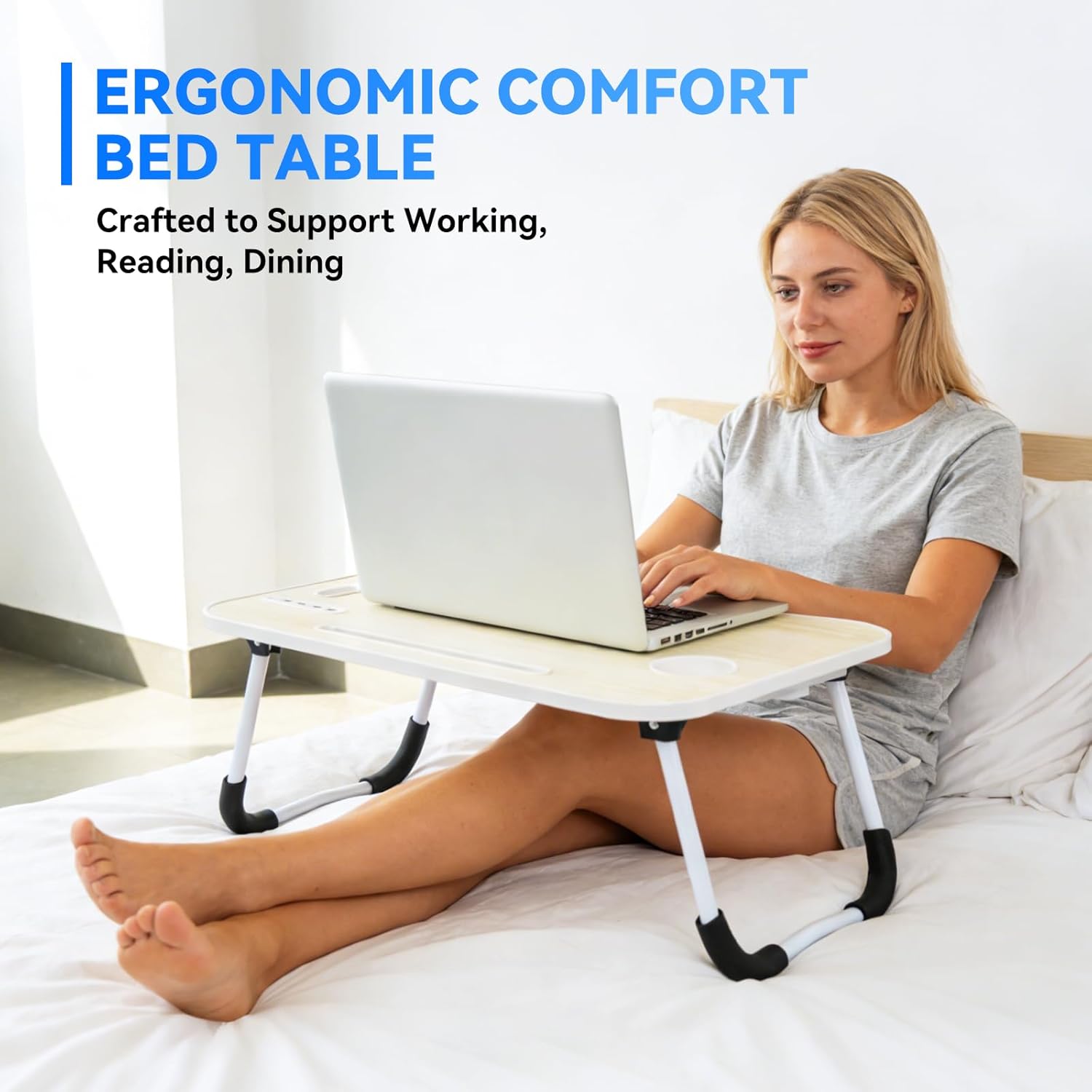 【Multifunctional Foldable Lap Desk】 with 4 USB Ports | Cooling Fan, LED Light, Cup Holder & Storage Drawer | Perfect for Bed Sofa Floor Home Office Use#FoldableLapDesk #LaptopDesk #BedDesk #LaptopStand #HomeOfficeEssentials