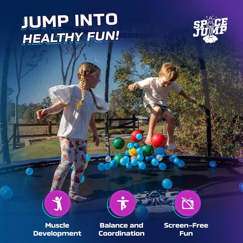 SpaceJump Lunar 16' Trampoline, Outdoor Ultimate Set with Slide, Hoop & Sprayer