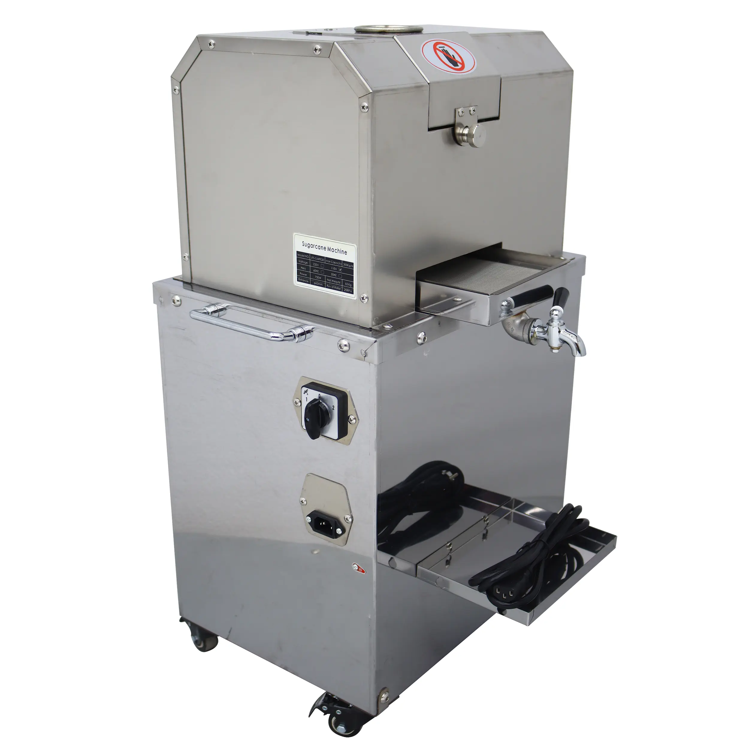 YOKOMA 4 Rollers Electric Sugarcane Juicer, 110V 800W Sugar Cane Press Juice Machine for Commercial Fresh Juice Production