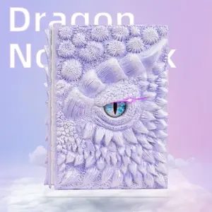 Macaron Purple 3D Handmade Dragon Eye Notebook with Replacement Pack Retro Dragon Eye Notebook Diary Crafts Handmade 3D Relief Dragon Diary High Quality Resin Crafts Desktop Decoration Gift