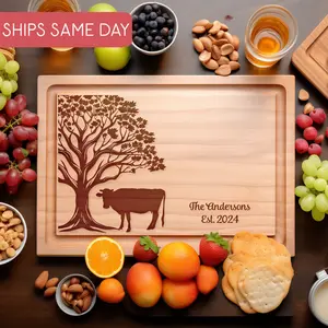 Personalized Cow Cutting Board, Farmer Gifts, Custom Wedding Gift, New Home Gift, Anniversary Gift, Dairy Cow Kitchen Decor, Hostess Gift