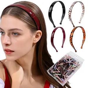 4 Pack Foldable Headbands for Women, PC Material Portable Non-Slip Hair Bands with Teeth, Fashion Headband for Makeup Travel Daily Wear, Easy to Store in Wallet Gift Box Packaging