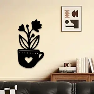 1pc Potted Cactus Vase Metal Wall Art, Potted Cactus Vase Statue Mural, Perfect for Kitchen Window, Breakfast Nook, Charming Space Decor, Pottery Day Decor, Ideal Gift for Potters,Perfect For Halloween/Christmas/Easter decor.