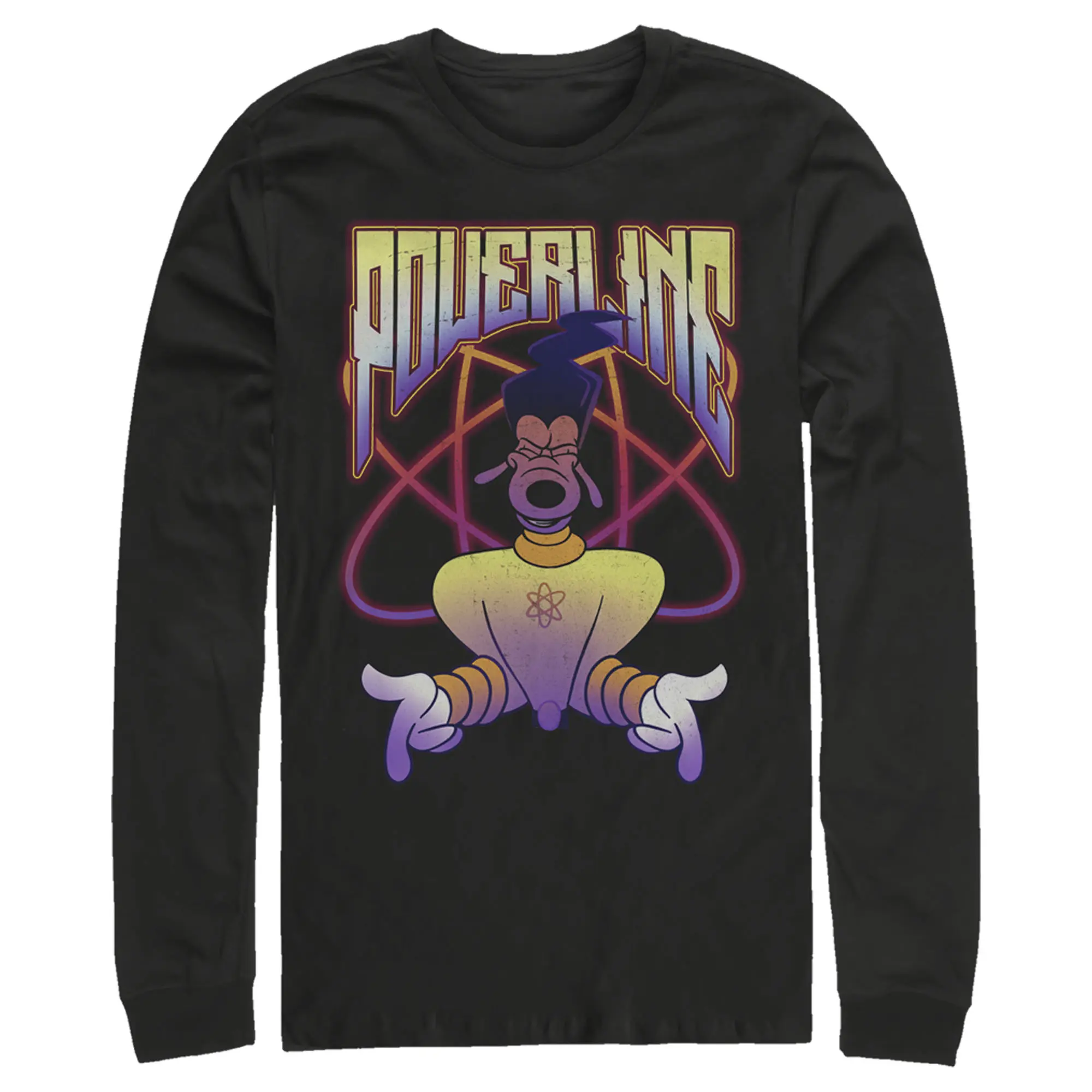 Men's A Goofy Movie Powerline Retro Longsleeve Round Neck Stylish Tee, Menswear Long-Sleeve Top, Longsleeves