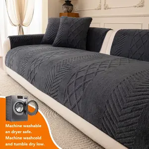 1pc Sofa Cover Pure Color, Sofa Slipcover, Non-Slip Sofa Protector, Soft Comfortable Couch Cushion Cover, Reusable Home Furniture Protection