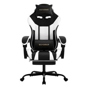 Multifunctional Gaming Chair  Breathable PU Leather Ergonomic Office and Gaming Chair  Reclining with Footrest and Lumbar Support  Silent Casters  Comfortable for Long Hours of Sitting