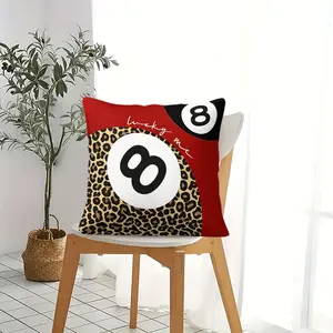 Vintage Lucky 8 Ball Leopard Print Throw Pillow, Retro Y2K Aesthetic Cushion Accent Pillow with Pillow Core, Soft Square Plush Fabric, Perfect for Sofa, Couch, Bedroom, Living Room, Dorm Decor, Great Gift for Trendy Girls