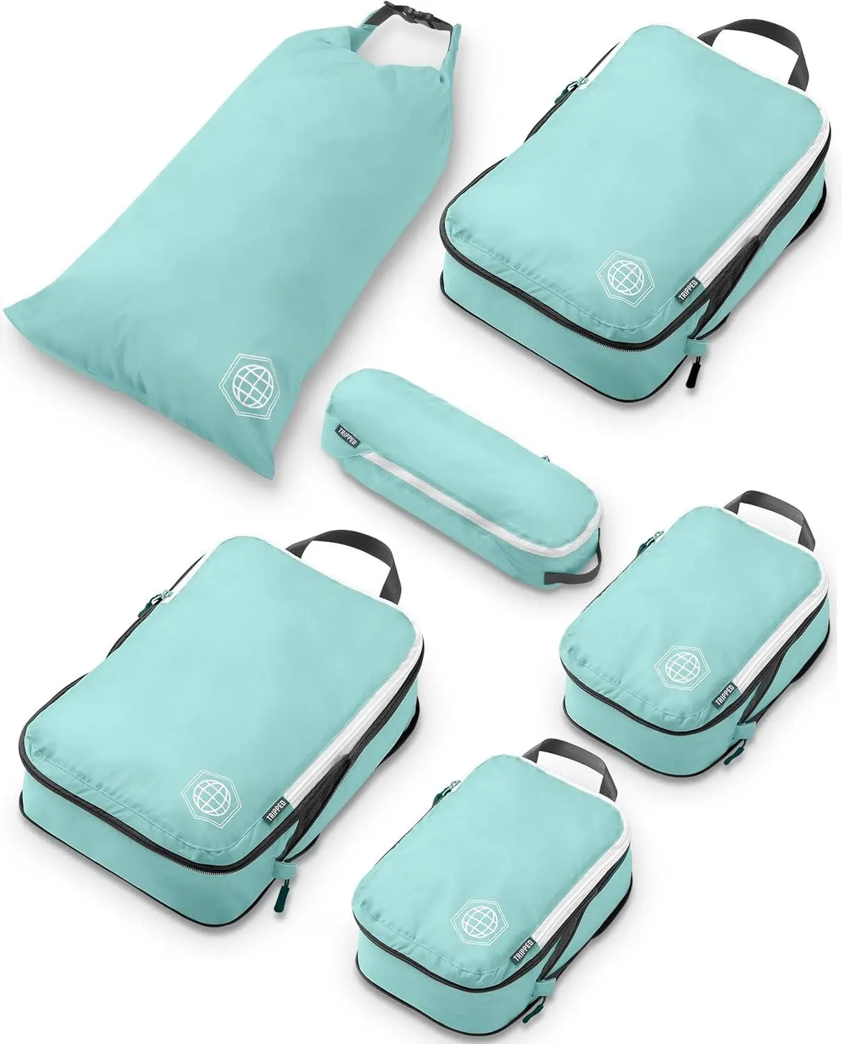 TRIPPED Travel Gear Compression Packing Cubes Set – Ultra Lightweight, Water-Resistant, Expandable Luggage Organizer for Clothes, Carry-On & Suitcase Space Saver