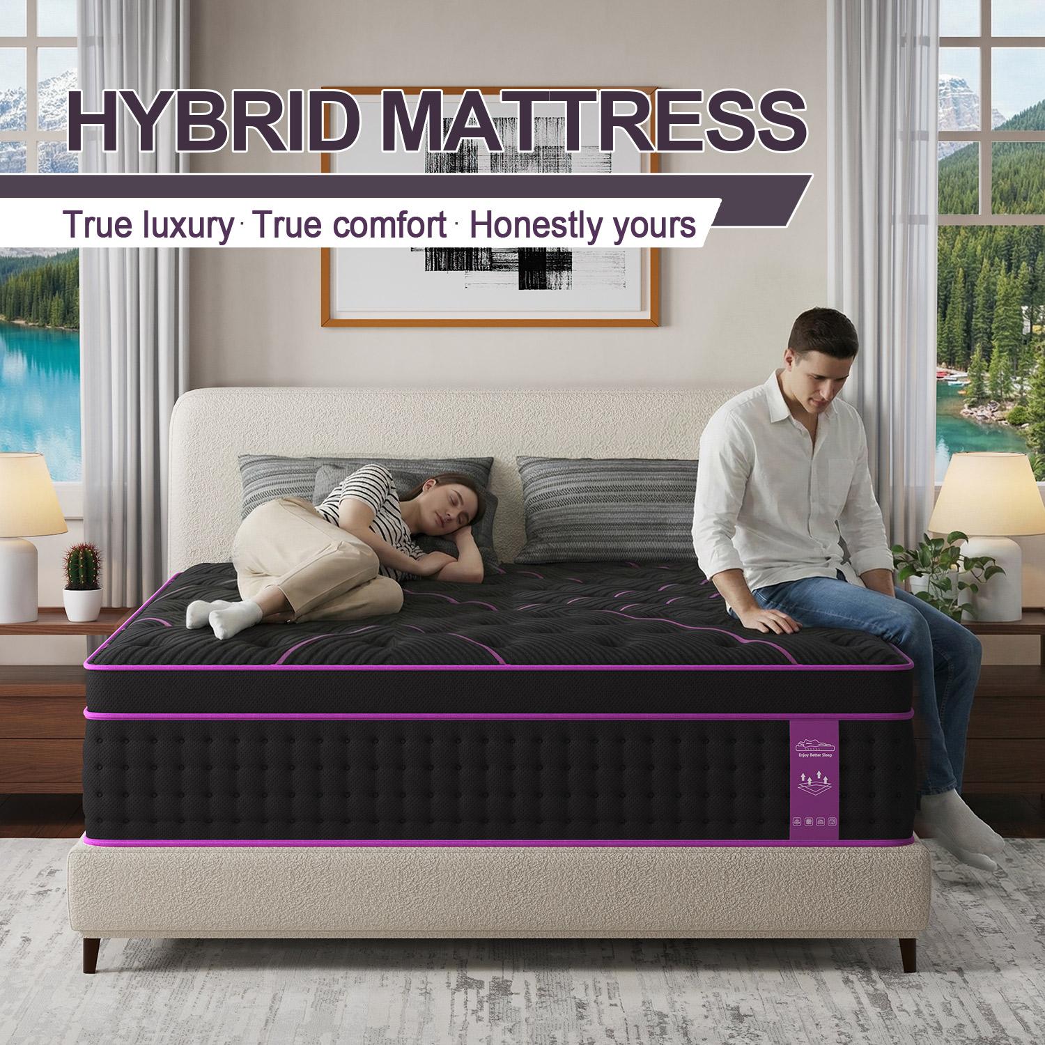 12"14" Gel Memory Foam Hybrid Pocket Spring Twin Full Queen King Mattress In A Box, Euro Top Mattresses Medium Firm For Motion Isolation, Edge Support 12"14" Gel Memory Foam Hybrid Pocket Spring Twin Full Queen King Mattress In A Box, Euro Top Mattresses Medium Firm For Motion Isolation, Edge Support