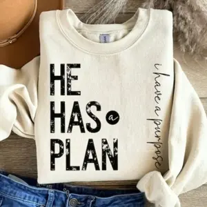 He Has a Plan I Have a Purpose Long Sleeve Sweatshirt, Christian Boho Vibes Tee, Positivity Shirt