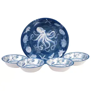 5-Piece Melamine Bowl Set - Oceanic Multicolor Tableware