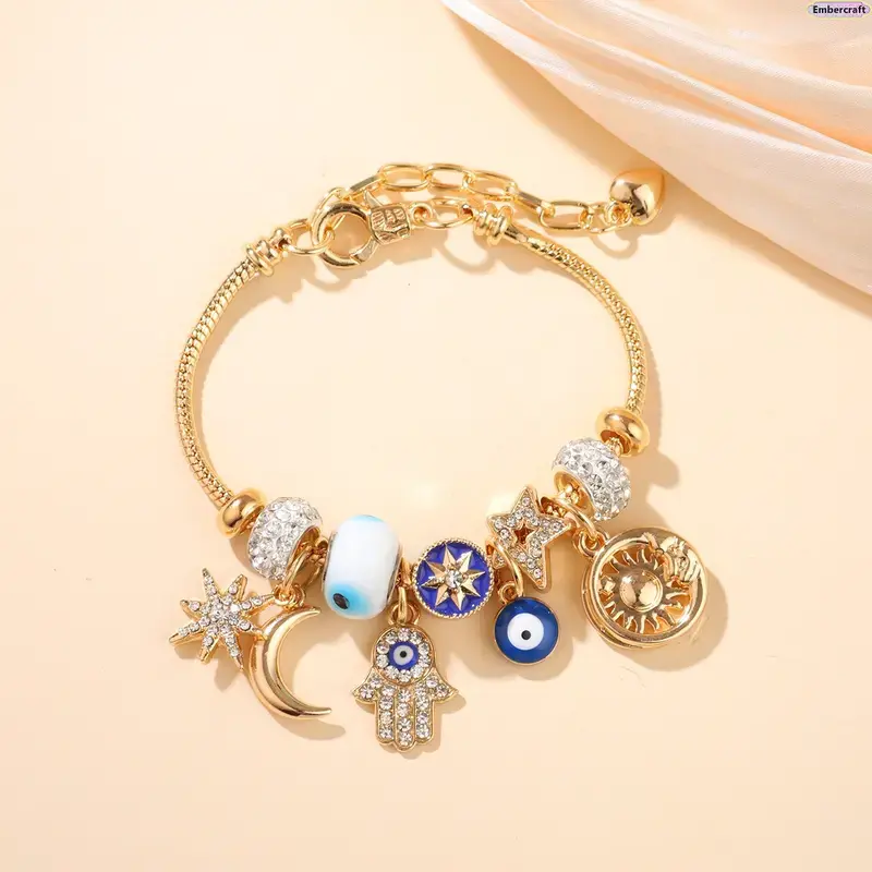 Virelyn B Women's Adjustable Multi-Charm DIY Charm Bracelet - Fairycore Dreamy Whimsical Jewelry for Daily Wear, Gifting - Cute Aesthetic Costume Wrist Accessory for Layering, Charm Bracelets