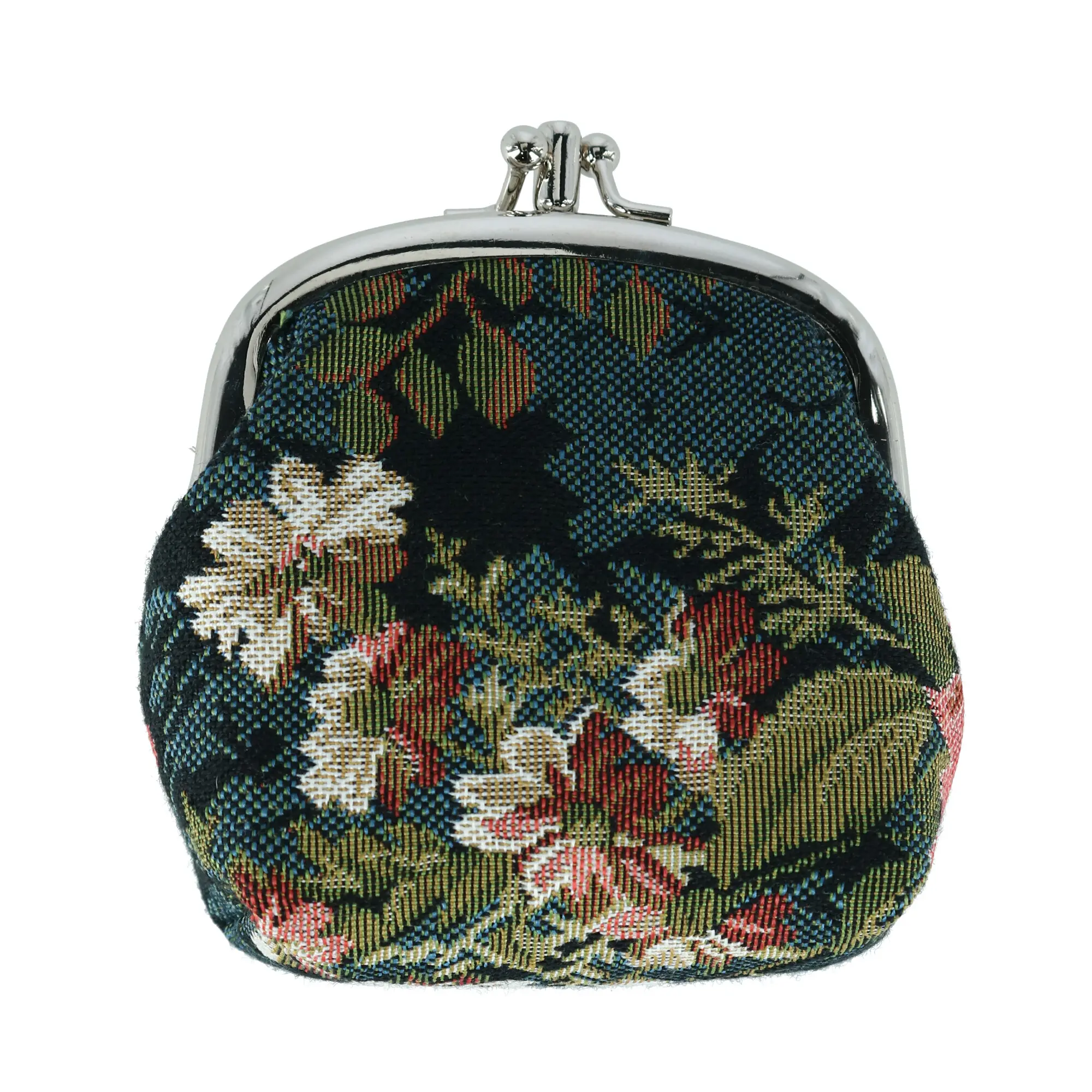 CTM Vintage Floral Tapestry Coin Purse for Women, Small Fashion Wallet with Double Kiss Lock Closure